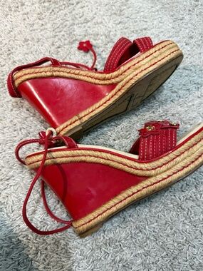 Red Louis Vuitton Women's Espadrille Wedge Sandals